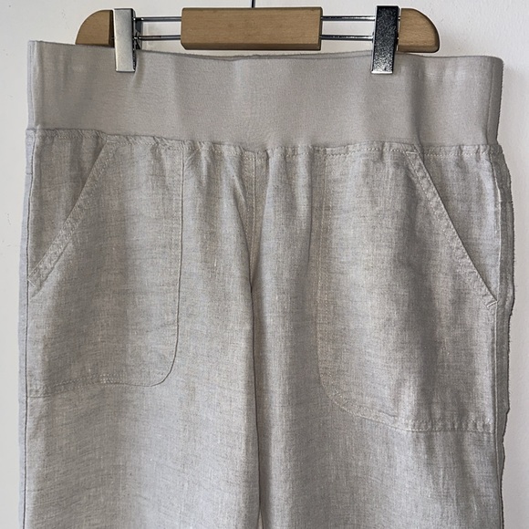 Allen Allen USA Linen Cropped Wide Leg Pant - Picture 1 of 10